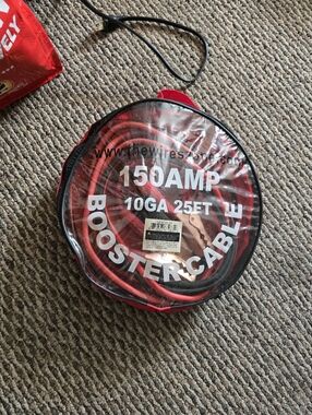 150AMP 10GA 10FT Booster Cable Set - Red/Black Not 25 Its 10 To 15 Feet Newish